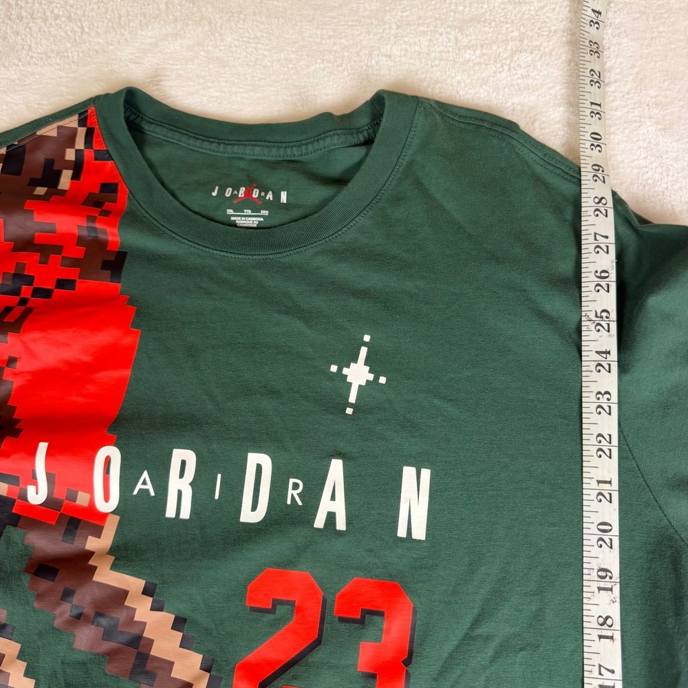 Jordan Mens XXL Green Long Sleeve Pixel Graphic T-Shirt Jumpman 23 Logo - Picture 7 of 7